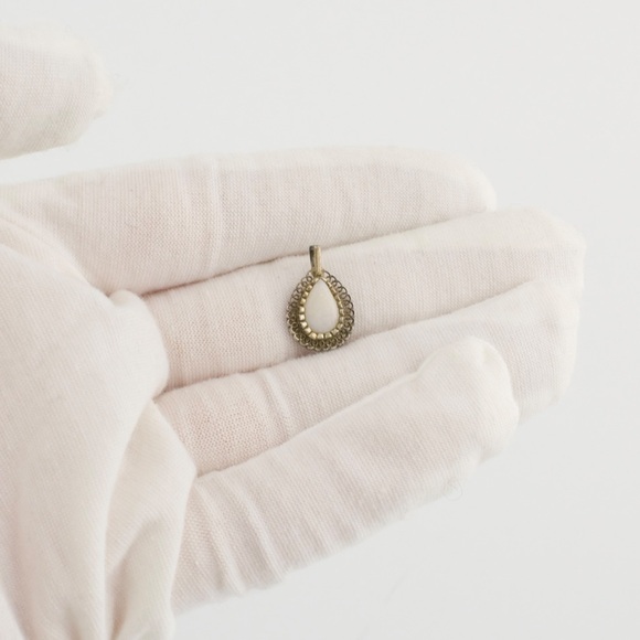 Vintage Opal Sterling Silver Necklace Pendant Teardrop Pear Filigree - Picture 5 of 5